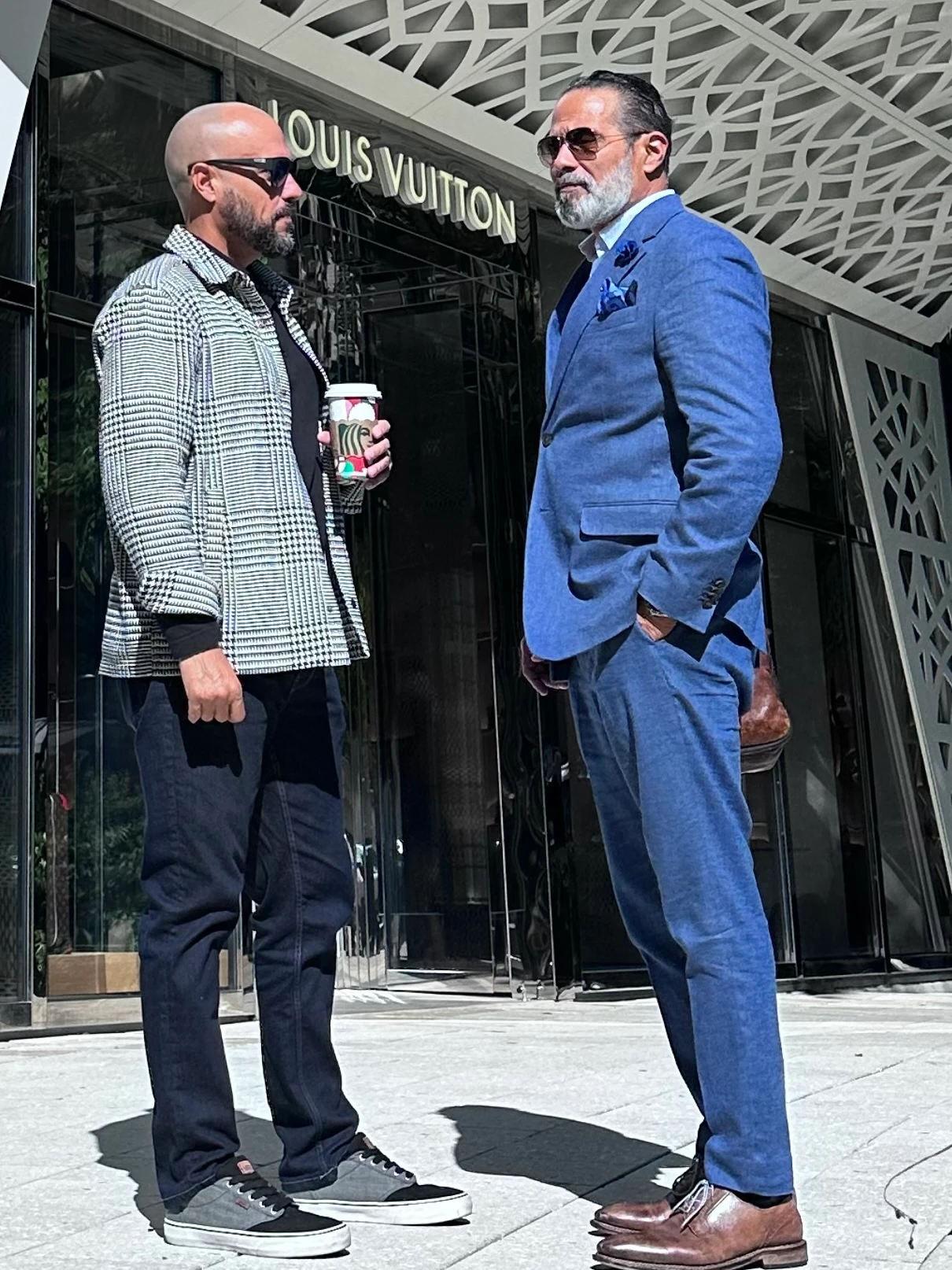 Anthony and Roly Rodriguez outside Louis Vuitton in Miami.